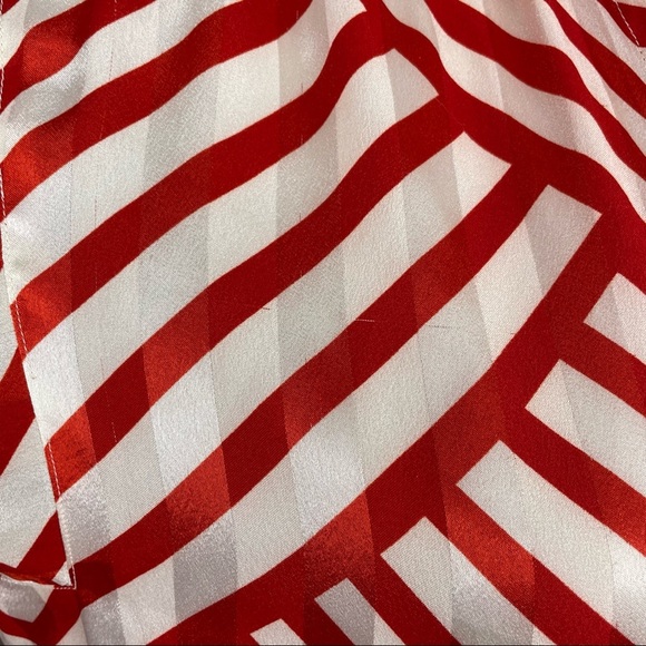 Vintage Evan Picone Petite Red White Mixed Stripe Button Down Satin Blouse - Picture 6 of 9
